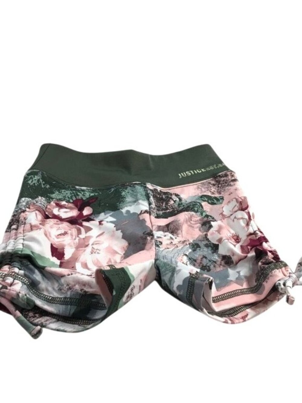 Justice Active Girls Shorts Green Pink Floral Size 7 NWT